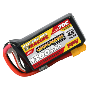 1300mAh 4S 14.8v 70C FPV Lipo Battery with XT60 Connector - High Discharge