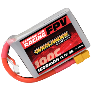 1600mAh 3S 11.1v 100C FPV LiPo Battery with XT60 Connector - High Discharge