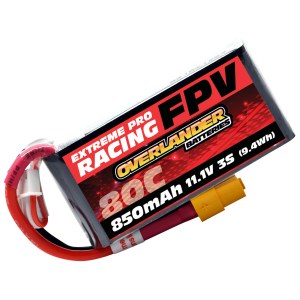 850mAh 3S 11.1v 80C FPV LiPo Battery with XT60 Connector - High Discharge