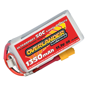 1350mAh 3S 11.1v 50C LiPo Battery with XT60 Connector - Overlander Ultrasport 