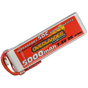 5000mAh 2S 7.4v 50C LiPo Battery - Overlander Ultrasport